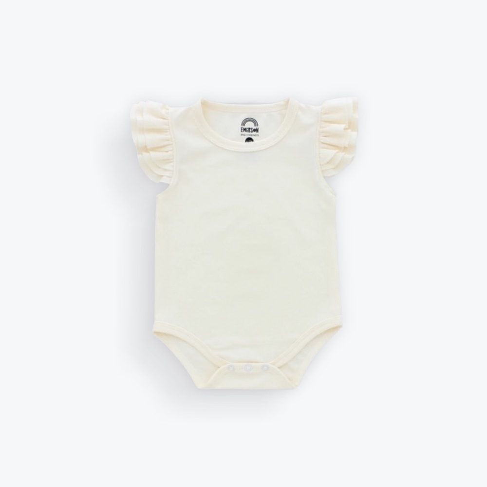 White Flutter Sleeve Bodysuit